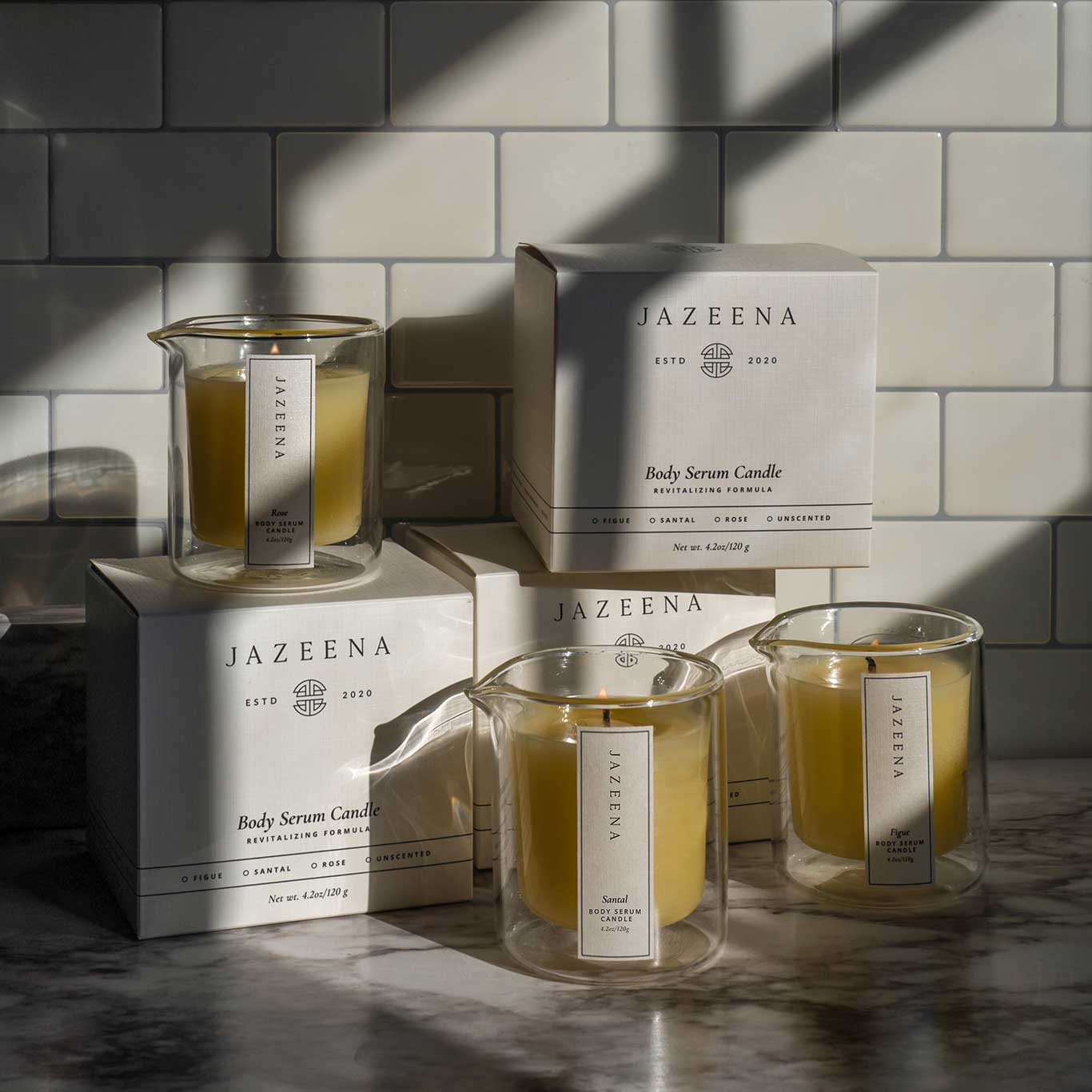 Jazeena Body Serum Candle Gift Collection set of three scents